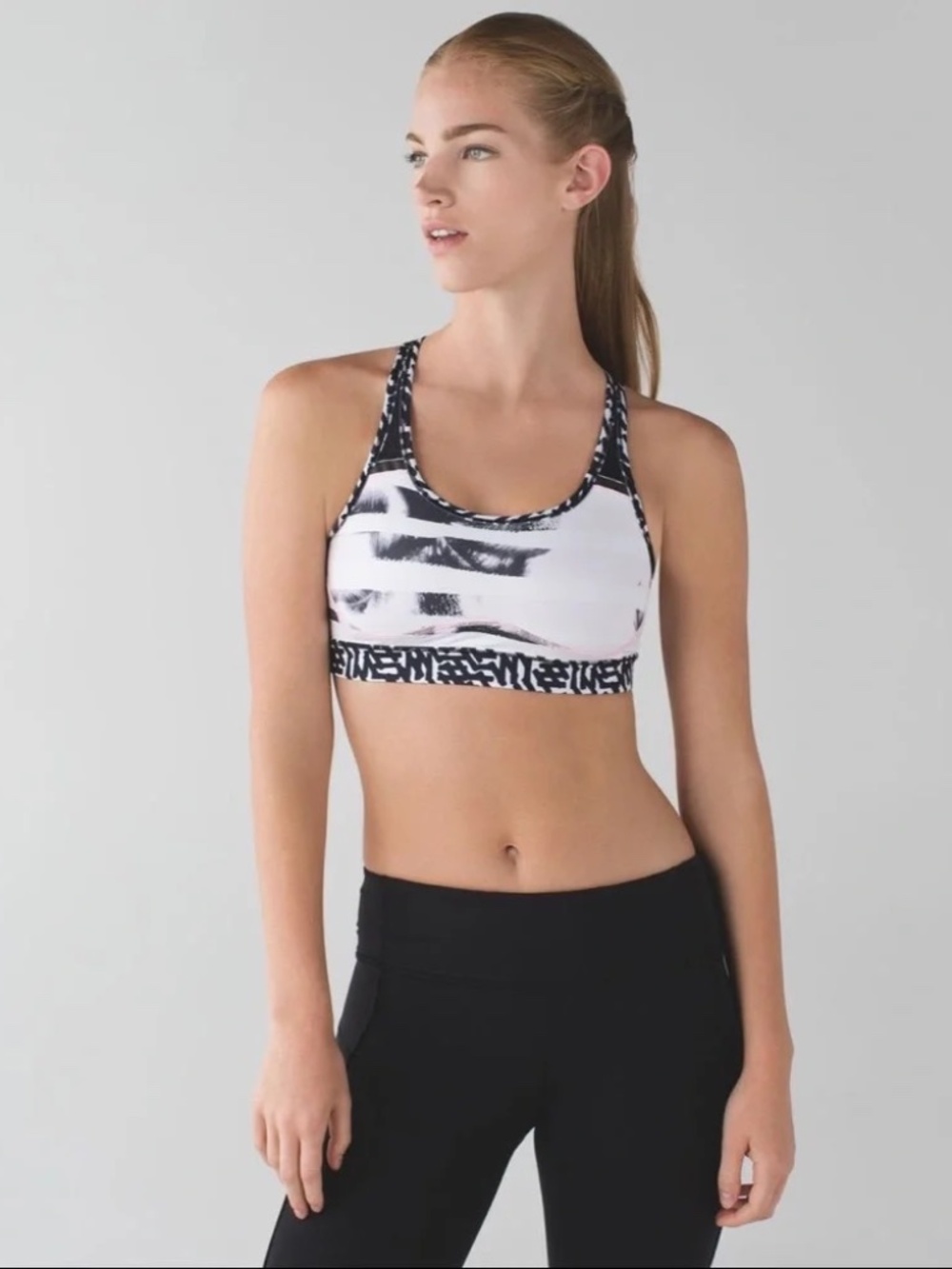 Lululemon Sweaty Or Not Sports Bra Sunset Stripe Blush Strappy Back 10
